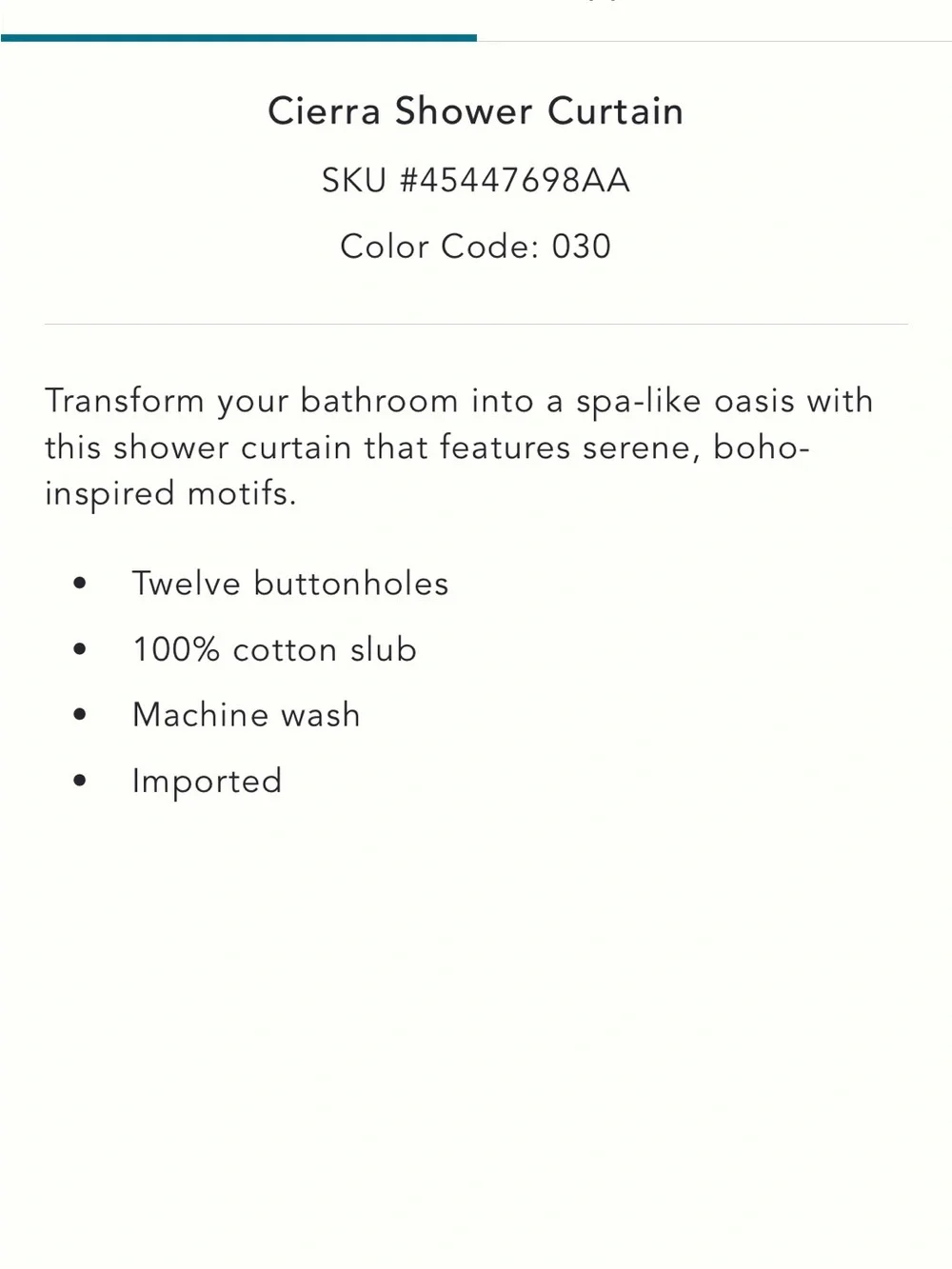 Anthropologie Cierra Shower Curtain SQUARE